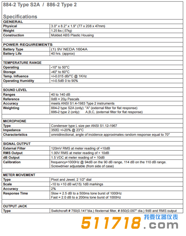 美國Simpson 886-2指針式噪音計 聲級計技術參數.png